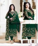 Green Embroidered Crinkle Chiffon Suit | LF-66 | Unstitched