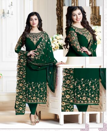 Green Embroidered Crinkle Chiffon Suit | LF-66 | Unstitched