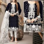 Monochrome Crinkle Chiffon Embroidered Unstitched 3Pc
