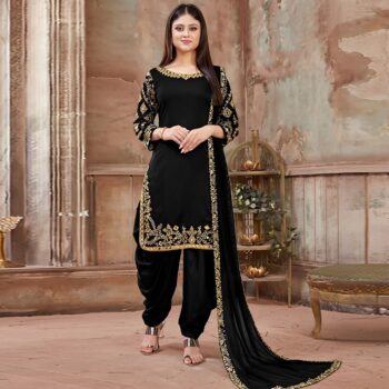 Patiyala Style Crickle Chiffon Embroidered Unstitched 3Pc