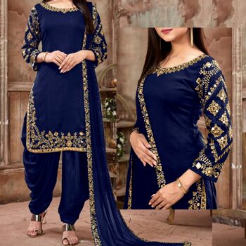 Patiyala Style Crickle Chiffon Embroidered Unstitched 3Pc
