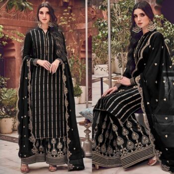 Plazo Crinkle Chiffon Embroidered Unstitched 3Pc