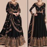 Black Crinkle Chiffon Embroidered Maxi Unstitched 3Pc