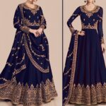 Blue Crinkle Chiffon Embroidered Maxi Unstitched 3Pc