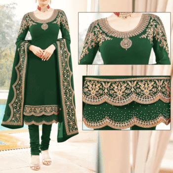 Green Crickle Chiffon Embroidered Unstitched 3Pc | LF-197 |